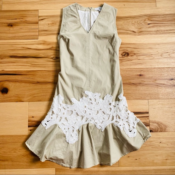 Derek Lam Khaki Lace V-Neck Dress Like New - Picture 11 of 16